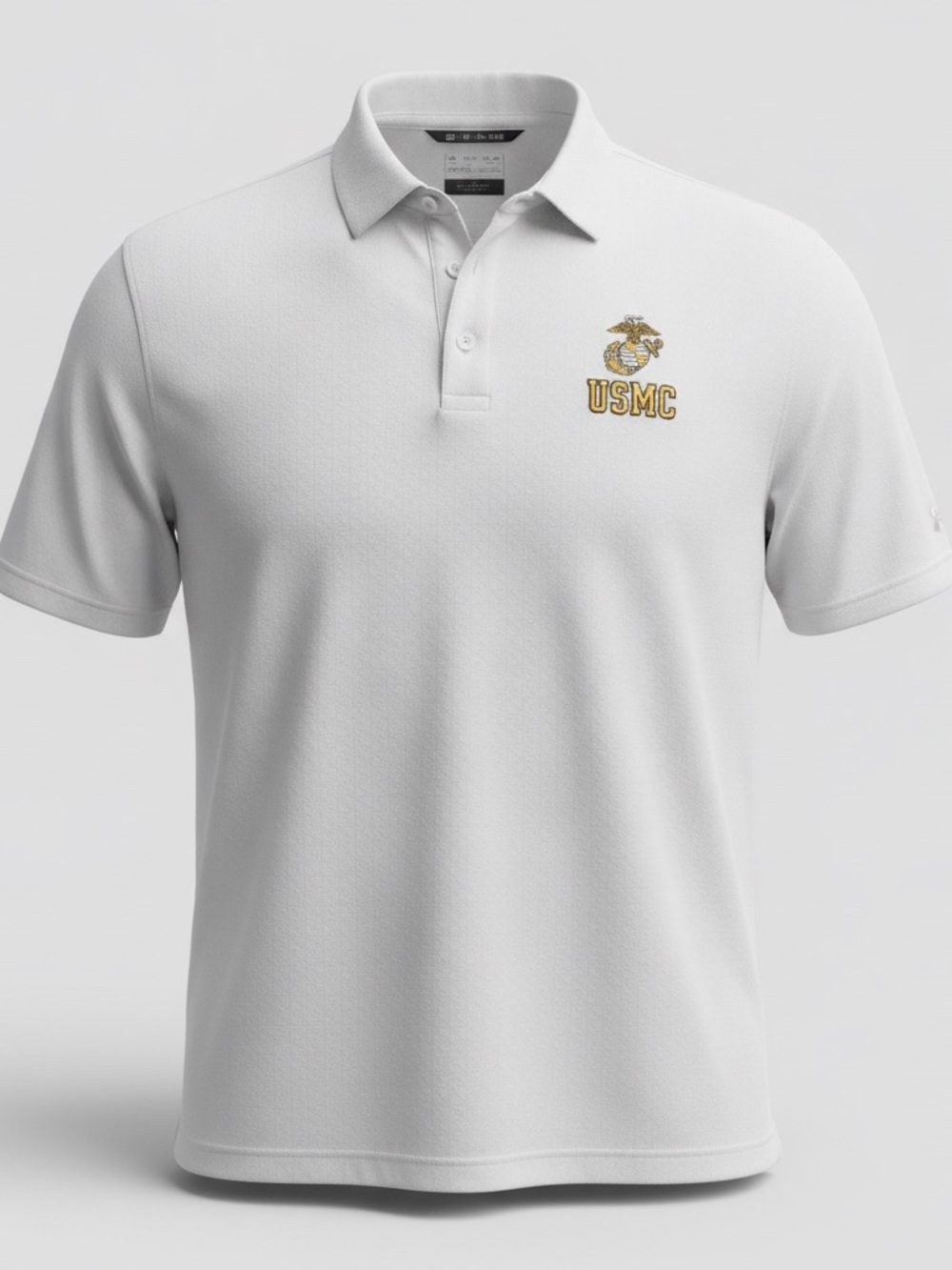 Under Armour USMC Polo Men’s Large ColdBlack HeatGear White Marine Corps Golf